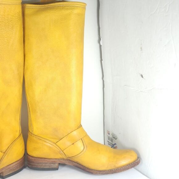 Frye Women's VTG Veronica Slouch US 8M Banana Yellow Leather Riding Boot Spain - Picture 5 of 16